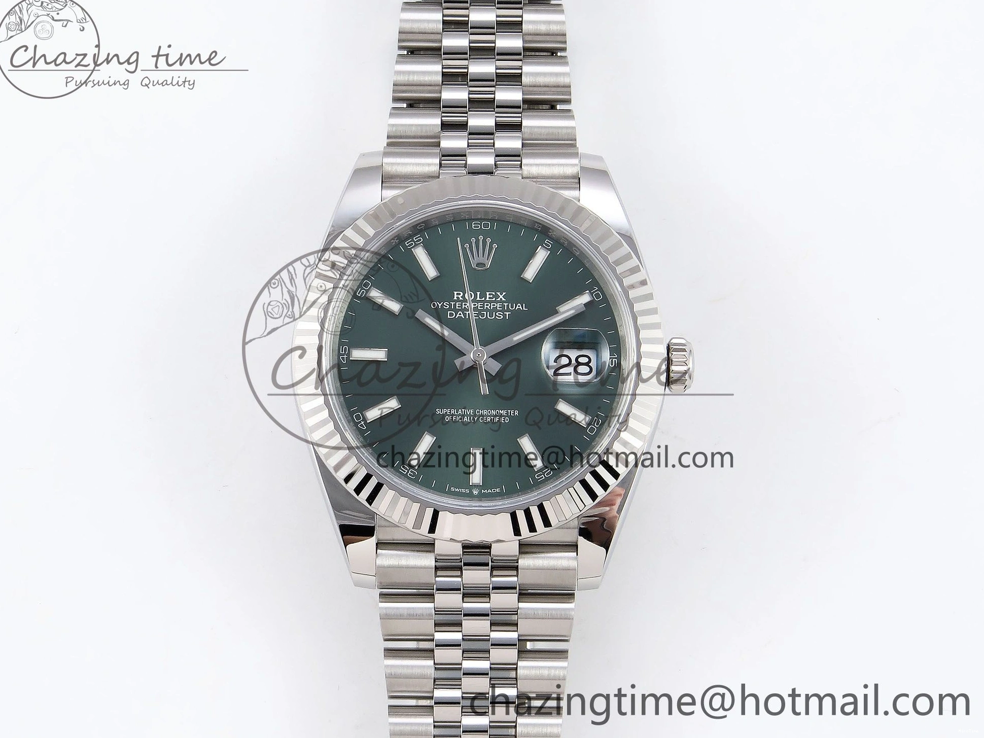 MiroTime 0305 TopPick DateJust 41 126334 C+F 1:1 Best Edition 904L Steel Green Dial on SS Jubilee Bracelet VR 1392